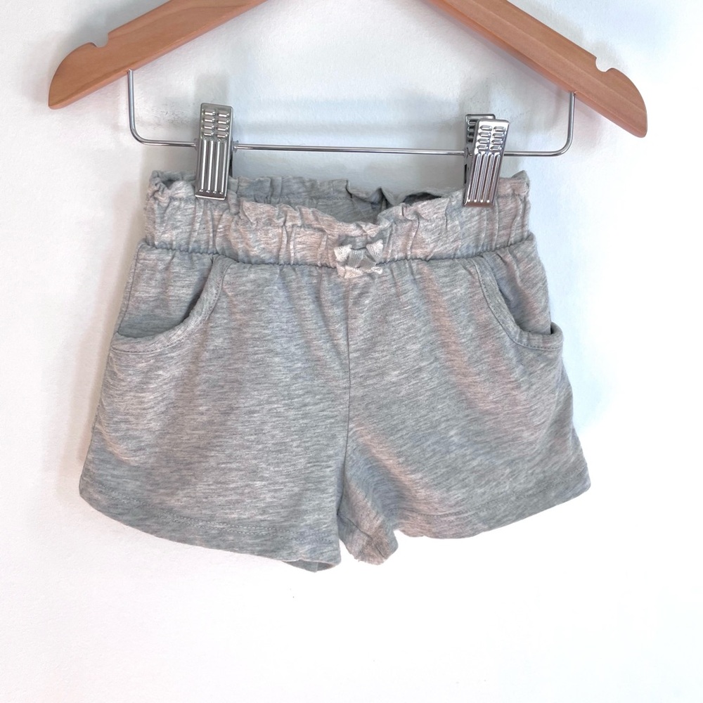 10/$30💥Dolphin Shorts, Paper Bag Waist, Flared Pull-On, Pockets, Heathered Gray